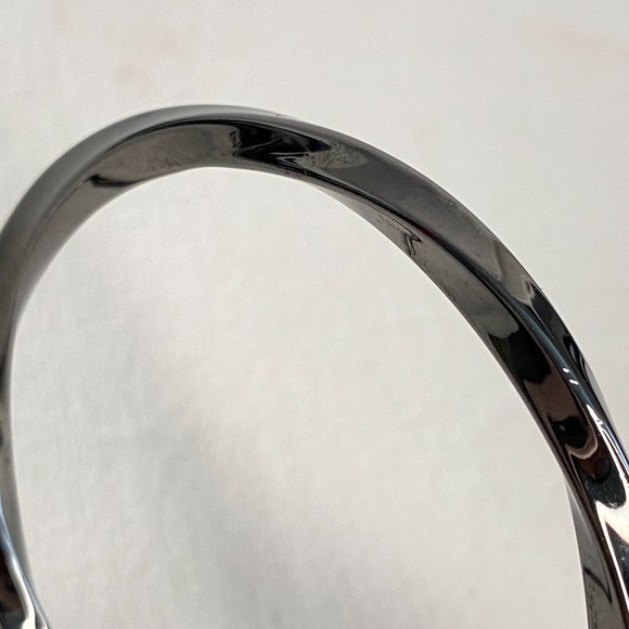 Unisex Gun Metal Twisted Bangle Bracelet Minimalist - Picture 5 of 8
